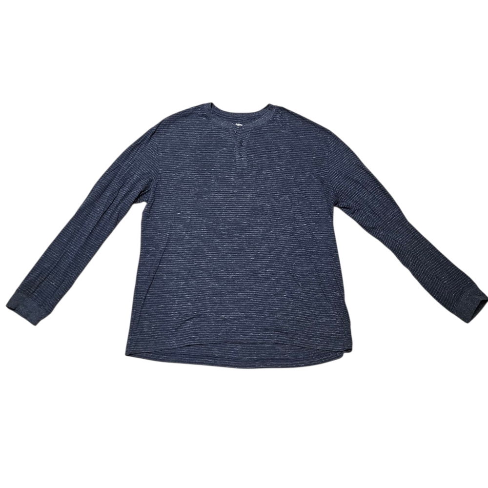 Goodfellow & Co Men’s Long Sleeve Henley Shirt XL Navy Blue Heather